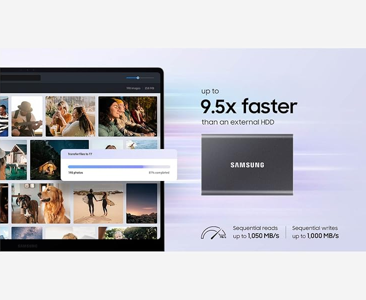 Samsung T7 SSD 9.5x faster than HDD